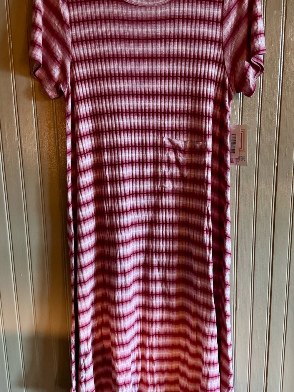 LuLaRoe Burgundy and Cream Midi Dress New With Tags Large Carly Large